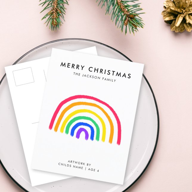 Your Child's Own Artwork | Kids Drawing Christmas Holiday Postcard (Creator Uploaded)