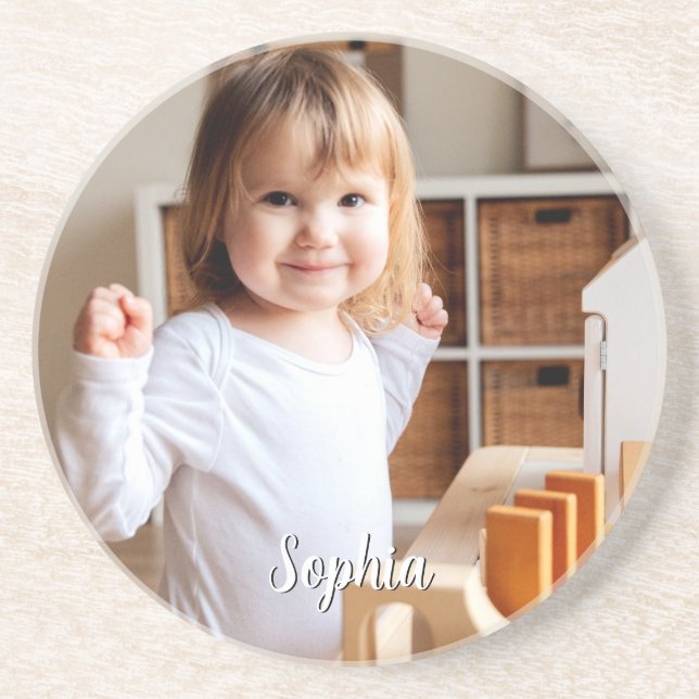 Your Child's Photo & Script Name Coaster (Front)