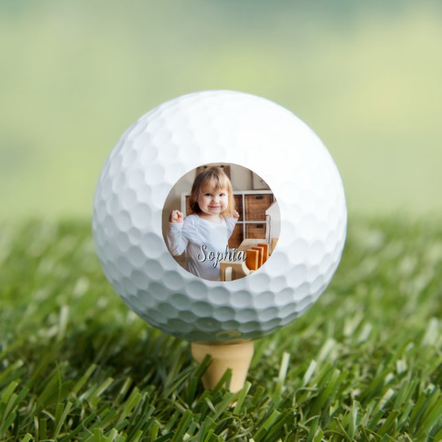 Your Child's Photo & Script Name Golf Balls (Insitu Tee)