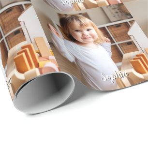 Your Child's Photo & Script Name Wrapping Paper