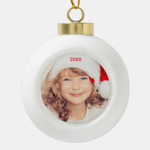 Your Child's Photo & Year Christmas Ball Ornament