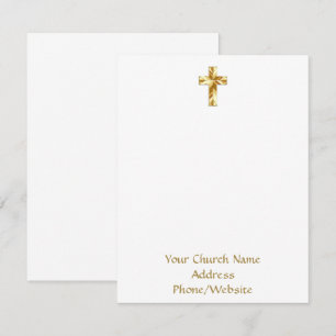 Your Church Name Gold Cross Elegant Note Card