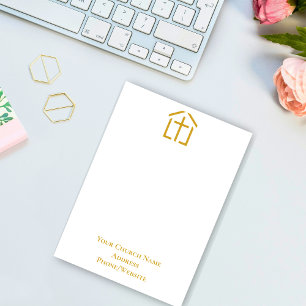 Your Church Name Gold Cross Simple Note Card