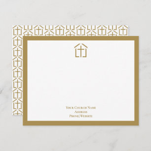 Your Church Name Logo Cross Gold Note Card