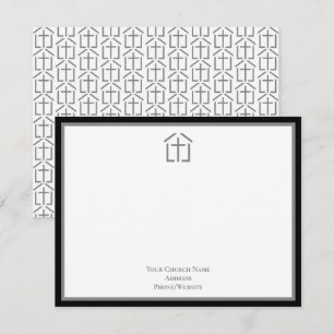 Your Church Name Logo Cross Grey Note Card