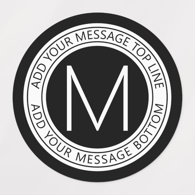 Your Circular Text & Monogram | Black & White (Design 1)