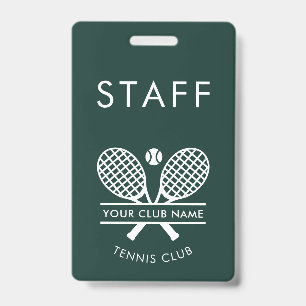 Your Club Name Tennis Sport Coworker Any Colour ID Badge