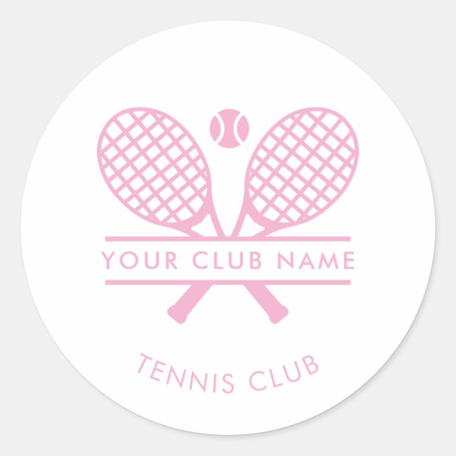 Your Club Name Tennis Sport Players Any Colour Classic Round Sticker (Front)