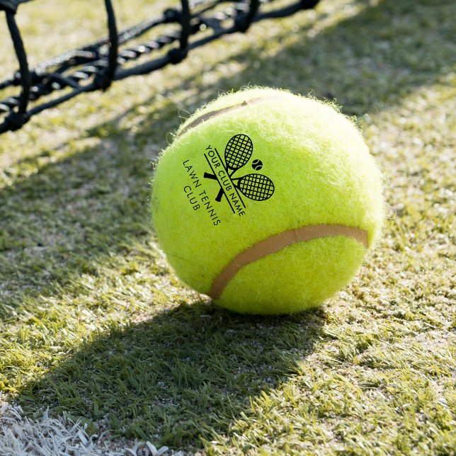 Your Club Name Tennis Team  Players Coach Custom Tennis Balls (Lawn Tennis Racket Black Motif Country Club)