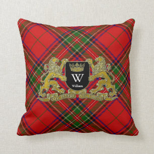 Your Coat of Arms Monogram and Tartan Cushion