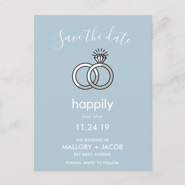 Your Colour Choice Happily Ever After Save the Dat Announcement Postcard (Front)