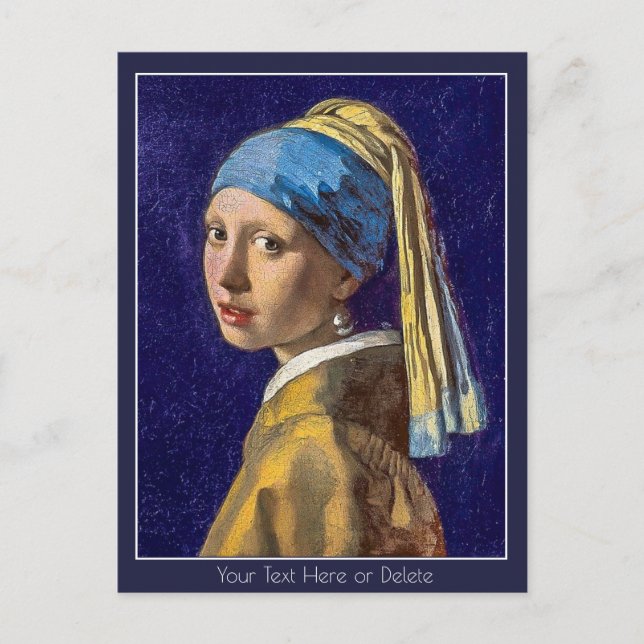 Your Colour/Text Vermeer Girl with a Pearl Earring Postcard (Front)
