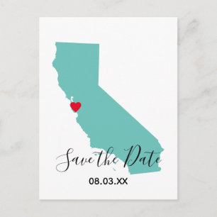Your Colours California Map Shape Save the Date Announcement Postcard
