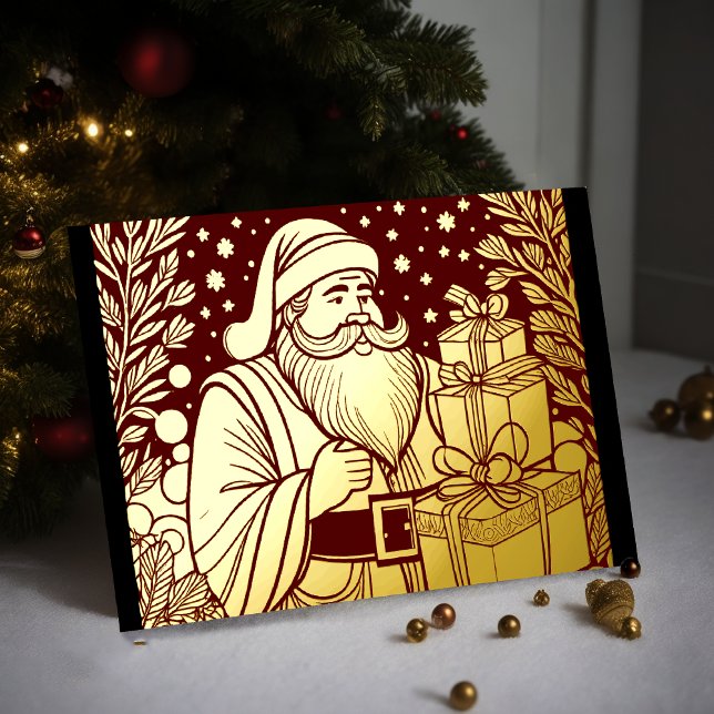 Your Colours Christmas Santa Claus Foil Foil Holiday Card (Creator Uploaded)