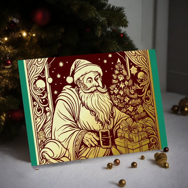 Your Colours Christmas Santa Claus Foil Foil Holiday Card (Creator Uploaded)