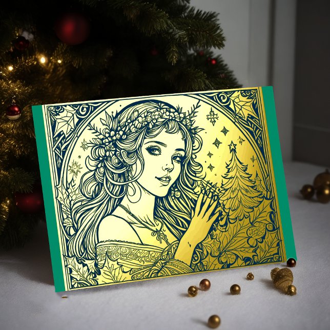 Your Colours Christmas Woman Foil Foil Holiday Card (Creator Uploaded)