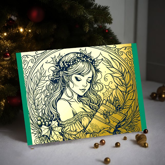 Your Colours Christmas Woman Foil Foil Holiday Card (Creator Uploaded)