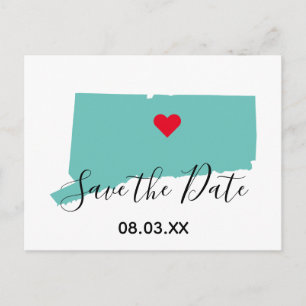 Your Colours Connecticut Map Shape Save the Date Announcement Postcard