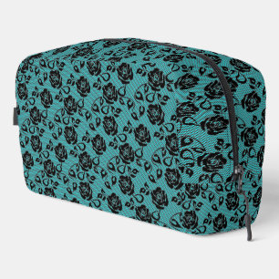 Your Colours Faux Black Lace Fishnet Turquoise Dopp Kit