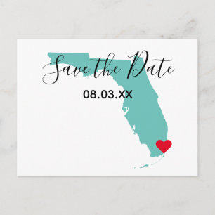 Your Colours Florida Map Shape Save the Date Announcement Postcard