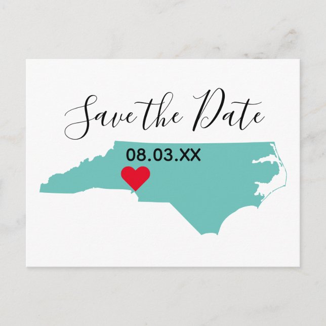 Your Colours North Carolina Map Shape Save the Dat Announcement Postcard (Front)
