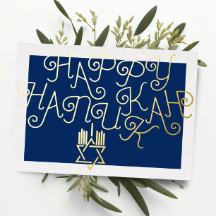 Your Colours Star of David Menorah Happy Hanukkah Foil Holiday Card