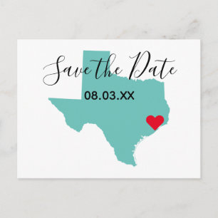Your Colours Texas Map Shape Save the Date Announcement Postcard
