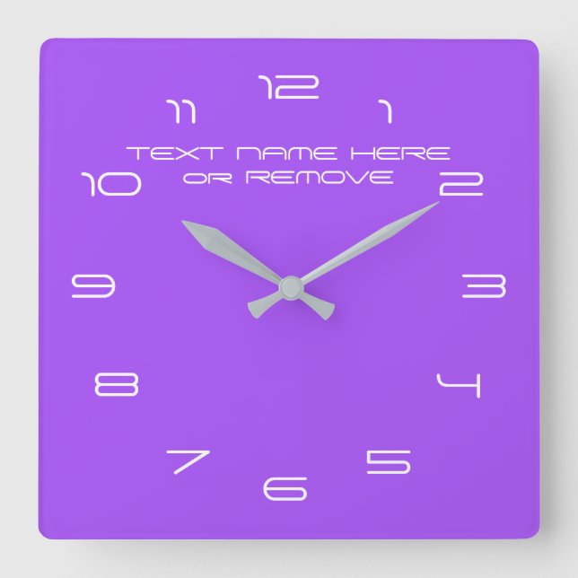 Your Colours Text Numbers Font Personalised Modern Square Wall Clock (Front)