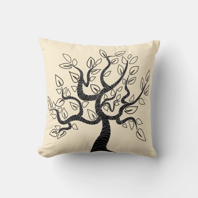 Your Colours Throw Pillow with Modern Tree Design (Front)