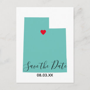 Your Colours Utah Map Shape Save the Date Announcement Postcard