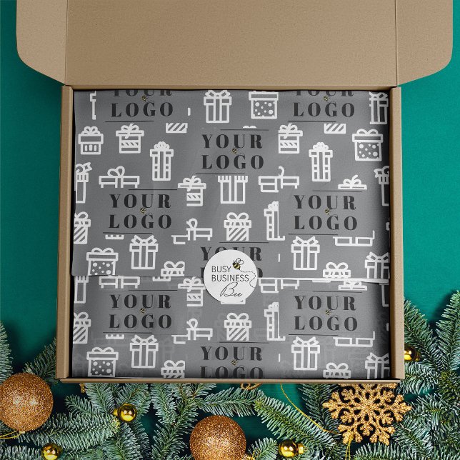 Your Company Branded Christmas Present Gift Logo Tissue Paper (Logo branded tissue paper by Busy Business Bee)