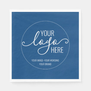 Your Company Business Logo Branding Chic Navy Blue Napkin