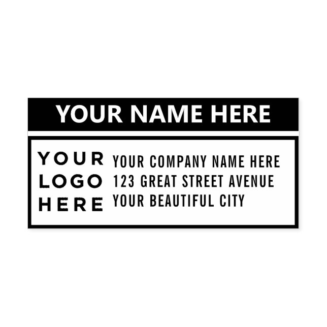 Your Company Logo Address Self-inking Stamp (Design)