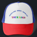 Your Company Logo and Custom Text Business Hat<br><div class="desc">Custom Font and Colour - Design Your Own Personalised Trucker Hats with Your Company Logo and Custom Text Promotional Business Hat / Caps Gift - Add Your Logo / Image or QR Code - Photo and Text / Information - Resize and move elements with Customisation tool. Choose font / size...</div>