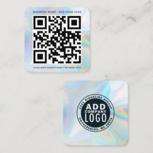 Your Company Logo and QR Code Holographic Square Business Card