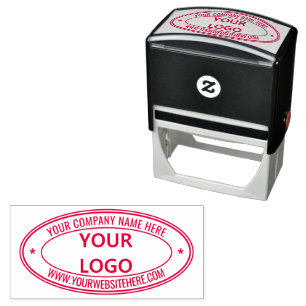 Your Company Logo and Text Oval Self-inking Stamp