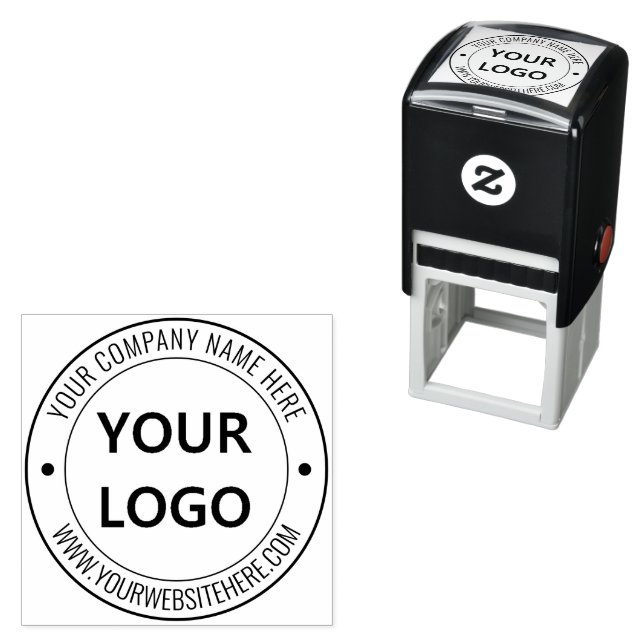Your Company Logo and Text Round Self-inking Stamp (In Situ)