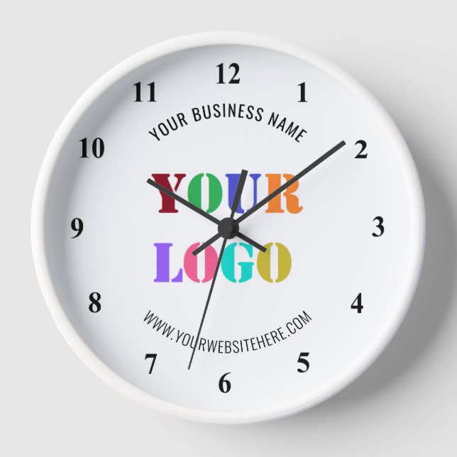 Your Company Logo and Text Wall Clock Example (Front)