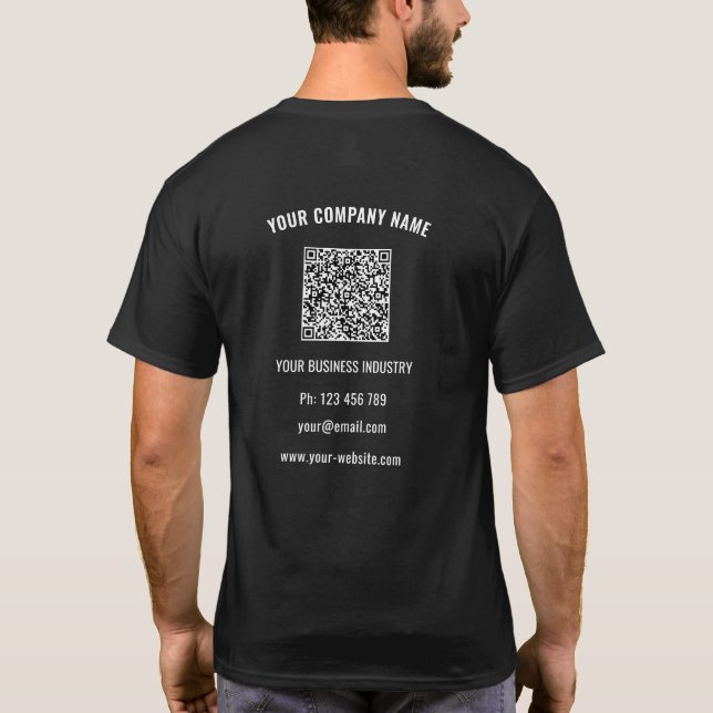 Your Company Logo Custom Text and QR Code T-Shirt (Back)
