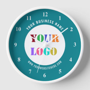 Your Company Logo Custom Text Clock Choose Colour