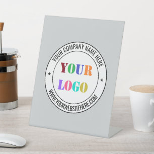 Your Company Logo Custom Text Name Pedestal Sign