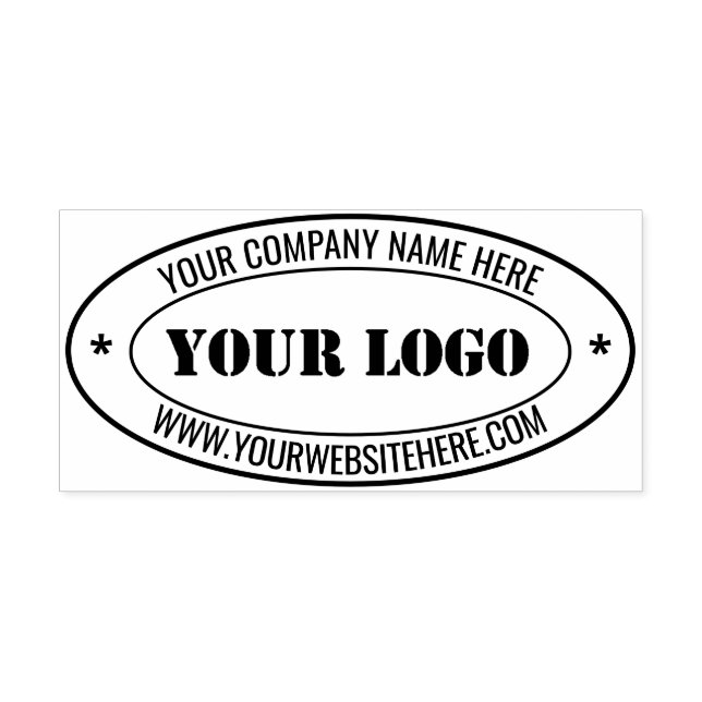 Your Company Logo Custom Text Oval Stamp Template (Design)