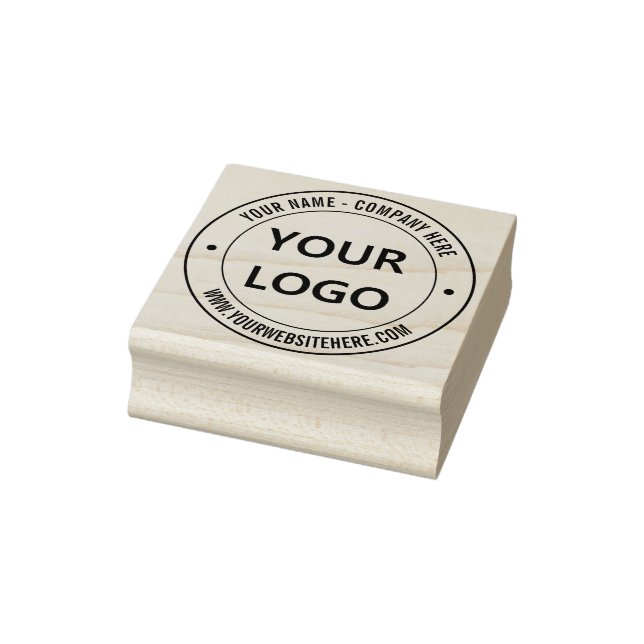 Your Company Logo Custom Text Round Rubber Stamp (Stamp)