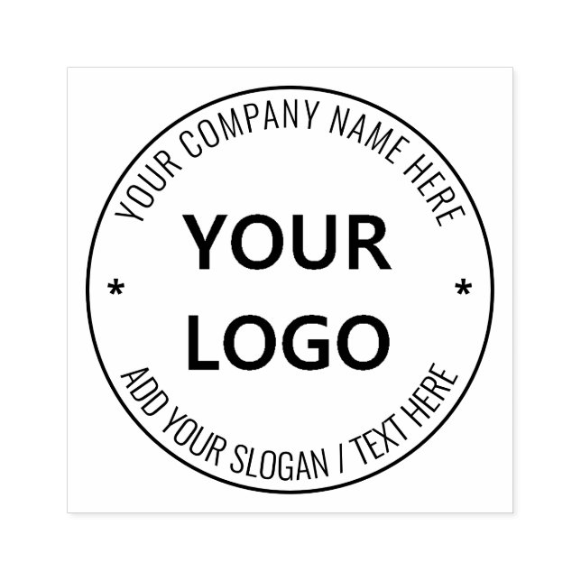 Your Company Logo Custom Text Round Rubber Stamp (Imprint)
