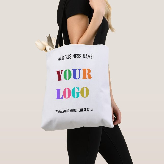 Your Company Logo Custom Text Tote Bag Template (Close Up)