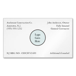 Your Company Logo Information Registration  Magnetic Business Card