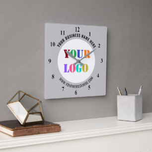 Your Company Logo Name Info Branded Clock Example