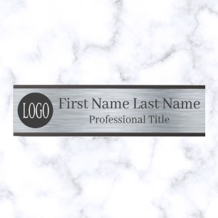 Your Company Logo Office Door Sign Faux Silver 
