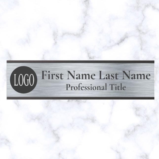 Your Company Logo Office Door Sign Faux Silver  (Creator Uploaded)