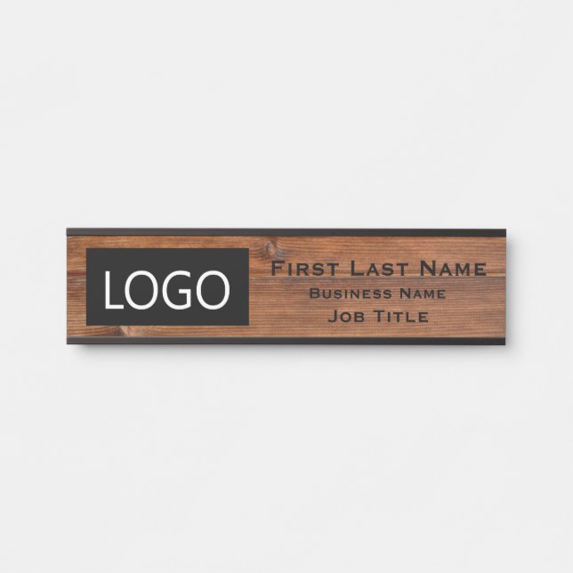 Your Company Logo Office Door Sign Rustic Wood (Front)